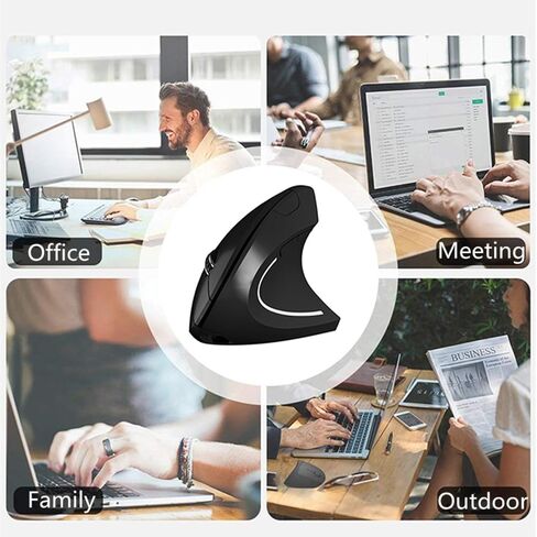 Ergonomic Mouse Wireless, Vertical Ergo Mouse, 2.4G Optical Vertical Cordless Mice with 6 Buttons 3 Adjustable 1600 DPI for Large Hands for Mac PC Desktop Laptop Windows Computer Office (Black) in Saudi Arabia