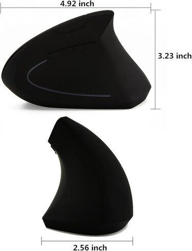 Ergonomic Mouse Wireless, Vertical Ergo Mouse, 2.4G Optical Vertical Cordless Mice with 6 Buttons 3 Adjustable 1600 DPI for Large Hands for Mac PC Desktop Laptop Windows Computer Office (Black) in Saudi Arabia