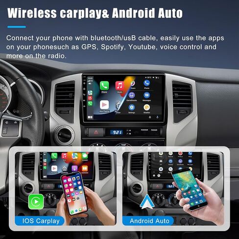 5GWiFi Upgrade Car Stereo Radio for Toyota Tacoma 2005-2015- Wireless Carplay and Android Auto GPS Navigation - 4GB+32GB 9.2 inch Touchscreen Bluetooth RDS FM SWC in Saudi Arabia
