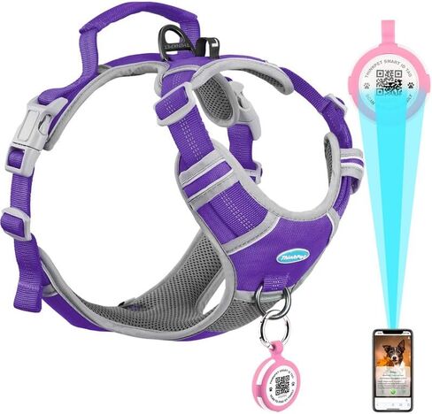 ThinkPet No Pull Harness for Large Dogs with Airtags Holder Reflective Dog Harnesses with Dog QR Code ID Tag Airtags Holder Harness for Small Medium Dogs Back/Front Clip for Easy Control Orange L in Saudi Arabia