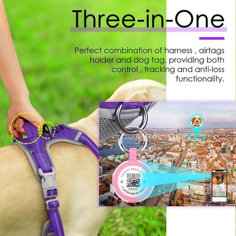 ThinkPet No Pull Harness for Large Dogs with Airtags Holder Reflective Dog Harnesses with Dog QR Code ID Tag Airtags Holder Harness for Small Medium Dogs Back/Front Clip for Easy Control Orange L in Saudi Arabia