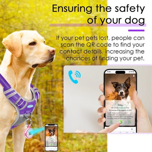 ThinkPet No Pull Harness for Large Dogs with Airtags Holder Reflective Dog Harnesses with Dog QR Code ID Tag Airtags Holder Harness for Small Medium Dogs Back/Front Clip for Easy Control Orange L in Saudi Arabia