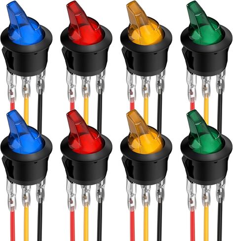 DaierTek ON OFF مفاتيح الروك المستديرة SPST 20mm Mini 12 Volt DC Mini Circle تبديل التبديل 12V للسيارات السيارات RV 2 دبوس التبديل 120V السلكية KCD1-5Pack in Kuwait