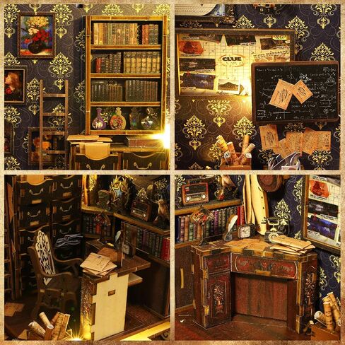 مجموعة زوايا الكتب DIY، ديكور خشبي ثلاثي الأبعاد لرف الكتب، ديوراما للكتب هدية رائعة للمراهقين والبالغين، مجموعة بيت الدمى المصغرة DIY (السوق السحري) in Saudi Arabia