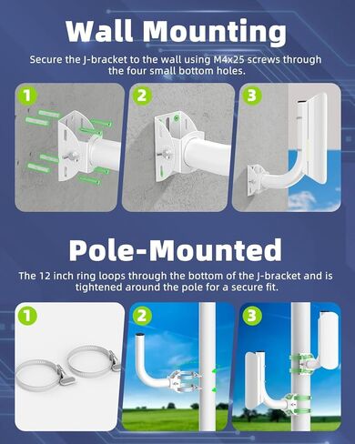 حامل جسر لاسلكي، عمود مكون من قطعتين وحامل مثبت على الحائط لهوائي التلفزيون الخارجي Starlink، مجموعات تثبيت عمود J قابلة للتعديل 180 درجة، دعامة عمود خارجية لنقطة وصول AP جسر العميل CPE in Kuwait