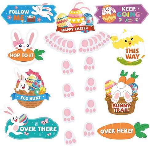 AhfuLife Easter Bunny Paw Print Paper Garden Lawn Decorations, 60pcs Rabbit Floor Footprints Decoration for Children Garden Outdoor Yard Lawn Signs Party Decorations Birthday Party Supplies in Saudi Arabia