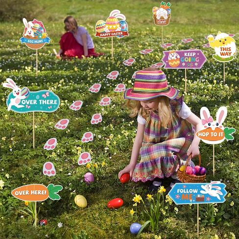 AhfuLife Easter Bunny Paw Print Paper Garden Lawn Decorations, 60pcs Rabbit Floor Footprints Decoration for Children Garden Outdoor Yard Lawn Signs Party Decorations Birthday Party Supplies in Saudi Arabia