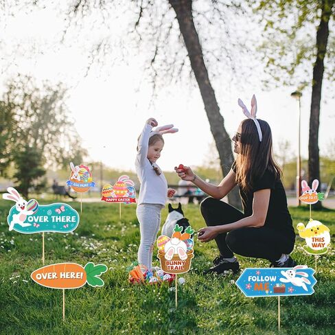 AhfuLife Easter Bunny Paw Print Paper Garden Lawn Decorations, 60pcs Rabbit Floor Footprints Decoration for Children Garden Outdoor Yard Lawn Signs Party Decorations Birthday Party Supplies in Saudi Arabia