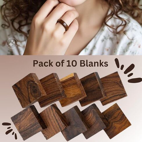 IECAP LLC Rings Ironwood Blanks – Wood Ring Materials for Wood Jewelry Ring Making – Wood Blanks Ring Craft – Wood Blanks for DIY – Size 1.5 x 1.5 x 0.5 inches – Pack of 10﻿ in Saudi Arabia