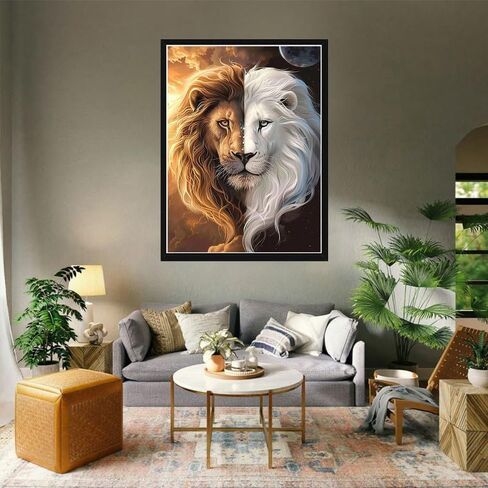 VAIIEYO 5D DIY Diamond Art Kits for Adults Lion, Diamond Painting Animal, Paint by Numbers Full Drill Round Rhinestone Craft Canvas for Home Wall Decor Gift 12x16 inch-18 in Saudi Arabia