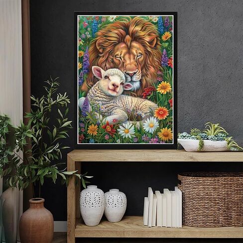 VAIIEYO 5D DIY Diamond Art Kits for Adults Lion, Diamond Painting Animal, Paint by Numbers Full Drill Round Rhinestone Craft Canvas for Home Wall Decor Gift 12x16 inch-18 in Saudi Arabia