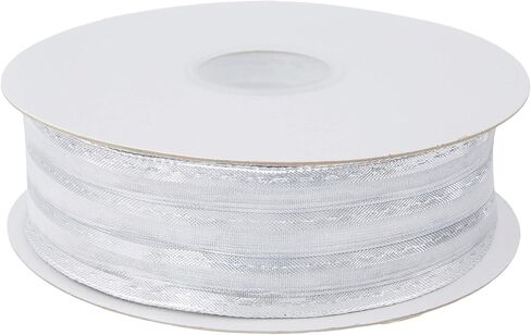 شريط Reliant Ribbon 92311W-070-09F شريط ذو حافة سلكية ذات قيمة معدنية، 1-1/2 بوصة × 10 ياردة، فضي in Saudi Arabia