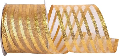 شريط Reliant Ribbon 92311W-070-09F شريط ذو حافة سلكية ذات قيمة معدنية، 1-1/2 بوصة × 10 ياردة، فضي in Saudi Arabia