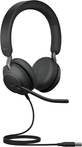 Jabra Evolve2 40 SE - Wired Stereo Headset with Noise Cancelling and 3 Microphone Technology - USB-C Cable - Certified for MS Teams - Also Compatible with Other Platforms - Black in Saudi Arabia