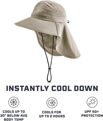 MISSION Cooling Sun Defender Hat, Navy - Unisex Wide-Brim Hat with Nape for Men & Women - Lightweight & Durable - Cools Up to 2 Hours - UPF 50 Sun Protection - Machine Washable in Saudi Arabia