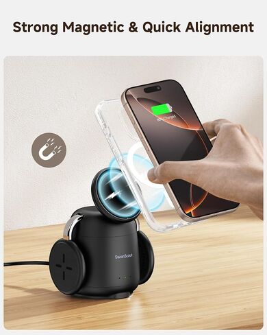 Charging Station for iPhone 16, 3 in 1 Wireless Charger Compatible with MagSafe for iPhone 15/14/13/12 Series, for Apple Watch Series 10-2, for AirPods 4/3/Pro, SwanScout 707M (No Adapter) in Saudi Arabia