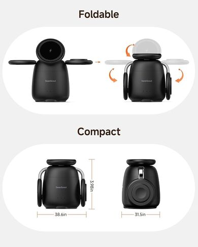 Charging Station for iPhone 16, 3 in 1 Wireless Charger Compatible with MagSafe for iPhone 15/14/13/12 Series, for Apple Watch Series 10-2, for AirPods 4/3/Pro, SwanScout 707M (No Adapter) in Saudi Arabia