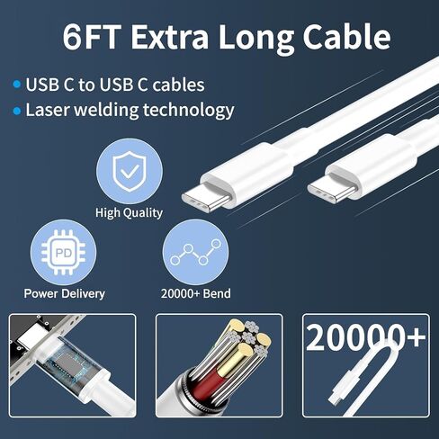 40W USB Charger Block,4-Port Phone Charger Fast Charging Brick,Dual USB C Power Adapter + Double USB A Port Wall Plug Multiple Charger Station for iPhone 15 14 13 12 11 Pro Max, iPad,Galaxy Series in Saudi Arabia