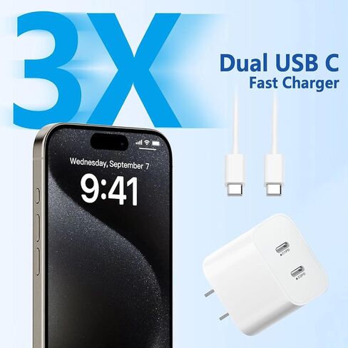40W USB Charger Block,4-Port Phone Charger Fast Charging Brick,Dual USB C Power Adapter + Double USB A Port Wall Plug Multiple Charger Station for iPhone 15 14 13 12 11 Pro Max, iPad,Galaxy Series in Saudi Arabia