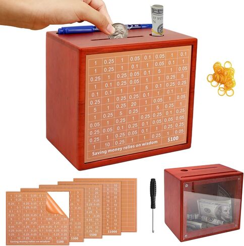 10000 Savings Challenge Box with Photo Display, Customizable Wooden Piggy Bank for Adults Kids, Money Saving Box for Boys and Girls, Funny Cash Vault Coin Bank, Alcancias de Dinero para Adultos in Saudi Arabia