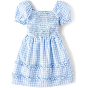 The Children's Place Baby Girls' Short Dressy Special Occasion Dresses, Pink Gingham Puff Sleeve, Large