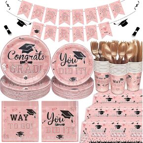 183Pcs Red and Black 2024 Graduation Decorations Graduation Plates and Napkins 2024 Graduation Party Supplies 2024 Graduation Party Decorations Graduation Decorations Class of 2024
