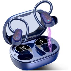OYIB Wireless Earbuds Bluetooth 5.4 Headphones Sport, 50H Bluetooth Earbuds with Earhooks, Over Ear Bud Deep Bass with ENC Mic, IP7 Waterproof Wireless Earphone for Workout/Running, RED