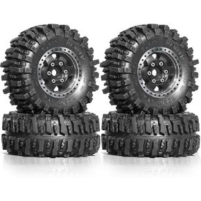 عجلات وإطارات REDSPIDER ألومنيوم 1.0 Beadlock (4 قطع) 1.0 إطارات زاحفة 55 * 23 مم 1.0 عجلة وإطارات زاحفة 1/18 1/24 RC لـ SCX24 TRX4M FMS FCX24 FCX18 AX24 ﻿ (أسود (ثقب دائري))