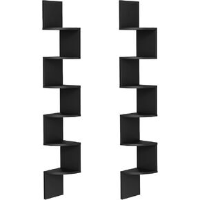 HOOBRO Corner Shelf Wall-Mounted, Set of 2 Floating Corner Shelves, 4-Tier Corner Bookshelves for Wall Decor in Living Room, Bedroom, Bathroom, Home Office, Rustic Brown BF25BJP201