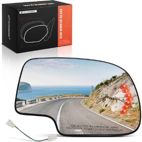 A-Premium Right Passenger Side Heated Mirror Glass Replacement Compatible with 2003-2007 Chevrolet Silverado, Tahoe, Suburban, Avalanche & GMC Sierra, Yukon & Cadillac Escalade - with Turn Signal