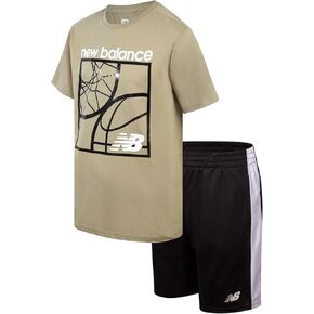 New Balance Boys' Active Shorts Set - 2 Piece Performance T-Shirt and Basketball Shorts - Activewear Set for Boys (4-12)