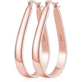Sterling Silver Hoop Earrings for Women Large Oval Hoop Earrings Lightweight Big Gold Hoop Earrings Hypoallergenic 14K Gold Plated Hoop Earrings Non Tarnish Jewelry Gifts 20/30/40mm