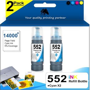552 Ink Bottles Replacement for Epson 552 Ink Refill Bottles T552920 Work for Epson EcoTank 8550 ET-8550 8500 ET-8500 Printer (Black, Photo Black, Cyan, Magenta, Yellow, Gray, 6-Pack) in Kuwait
