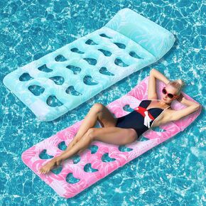 2 Pcs Summer Inflatable Pool Float Mesh Pool Floaties Rafts Floating Pool Loungers Sun Tanning Floaty for Adult Cool Water Pool Float Hammock Chair for Swimming Pool Lake Beach Party Toys
