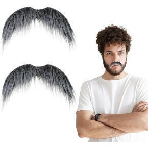 2Pcs Fake Mustaches,Realistic Mustache,Fake Facial Hair for Cosplay Costumes and Halloween Parties (Brown)