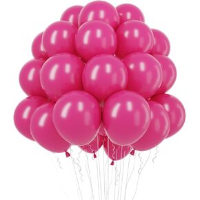 RUBFAC Red Balloons Latex Party Balloons, 100pcs 12 Inch Helium Balloons for Party Decoration Like Birthday Wedding Baby Shower Gender Reveal Valentine's Day Decoration (with Red Ribbon)