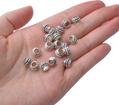 BronaGrand 100pcs Large Hole Spacers Beads, Antique Silver Flower Bead Spacers Alloy Tube Beads Loose Beads Spacer Charm Beads for DIY Necklace Bracelet Jewelry Craft Making Accessory in Saudi Arabia