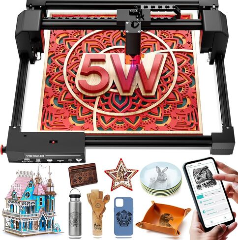 آلة النقش بالليزر، Woxcker L2 MAX 5.5W نقش بالليزر، آلة نقش CNC 0.01 مم عالية الدقة النقش والقطع بالليزر للخشب والزجاج المعدني مناسبة للمبتدئين in Saudi Arabia