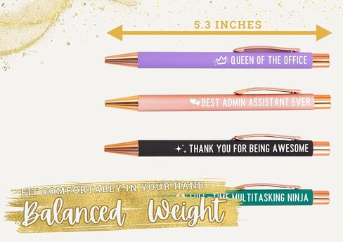 InnoBeta Secretary Gifts for Woman, Funny Administrative Professional Day Gifts, Ballpoint Pen Set of 4, Office Tools for Appreciation, Christmas, Birthday - Queen of The Office in Saudi Arabia