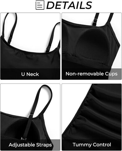 Talisea Women's Tankini Top Only Tummy Control Bathing Suits Top U Neck Swimwear Tops No Bottom in Kuwait