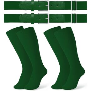 JASGOOD 2 Pack Baseball Belt and Socks Combo Adjustable Elastic Softball Socks and Belt for Adult and Kids