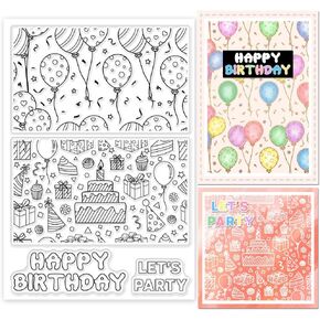 GLOBLELAND Happy Birthday Decorative Clear Stamps for Cards Making Birthday Blessing Word Clear Stamp Seals Transparent Stamps for DIY Scrapbooking Photo Album Journal Home Decoration