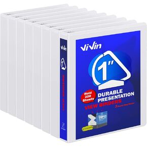 ViVin Durable 1.5 Inch D Ring Binders, 1.5'' 3 Ring View Binder with Customizable Clear Cover, Holds 350 Sheets of 8.5" x 11" Paper, 6 Pack, Black