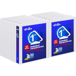 ViVin Durable 1.5 Inch D Ring Binders, 1.5'' 3 Ring View Binder with Customizable Clear Cover, Holds 350 Sheets of 8.5" x 11" Paper, 6 Pack, Black