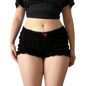 Women Y2k Ruffle Shorts Ruched Plaid Shorts Micro Shorts Pajama Bottoms Y2k Cute Fairy Lace Edge Pettipants