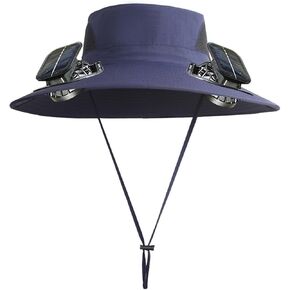 Men Women Wide Brim Sun Hats with 2 Solar Fan Waterproof Breathable Bucket Hat Outdoor Fishing Hat for Hiking Camping