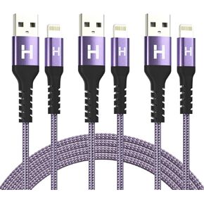 iPhone Charger【Apple MFi Certified】 Lightning Cable 3Pack 3/6/10ft,Nylon Braided iPhone Charger Fast Charging Cable Compatible for iPhone 14/13 Pro/XS/XR/X/8/7 iPad Air-Red Black