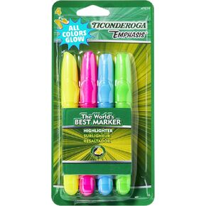 TICONDEROGA Emphasis Fluorescent Highlighters, Desk Style, Chisel Tip, Green, 12-Pack (47068)