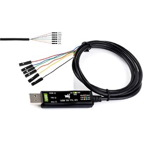 Waveshare Industrial USB TO TTL Converter 6pin Serial Cable, Original FT232RNL Chip Better Stability & Compatibility, Compatible with Linux Android WinCE Win7/8/8.1/10/11, 300bps ~ 3Mbps Data Rate