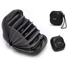 Cwatcun Hard Shell Lens Filter Case, Camera Filter Case for 7 Filters Up to 100mm with Hand Strap, Dustproof & Waterproof Camera Lens Filter Storage Case for ND UV CPL Filter Pouch